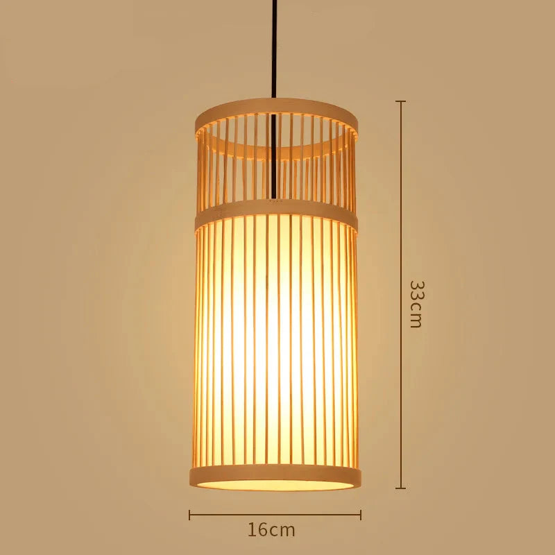 ATELIER-TIBET – Lampe Suspendue Japonaise en Bambou Cylindrique