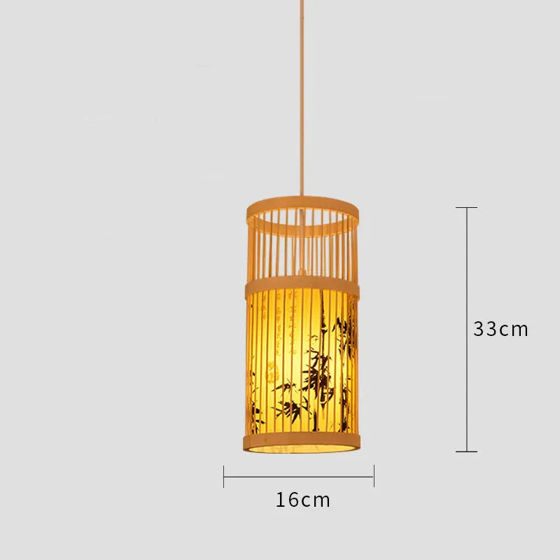 ATELIER-TIBET – Lampe Suspendue Japonaise en Bambou à Motifs