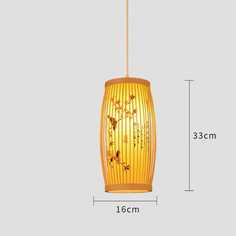 ATELIER-TIBET – Lampe Suspendue Japonaise Fleurie en Bambou