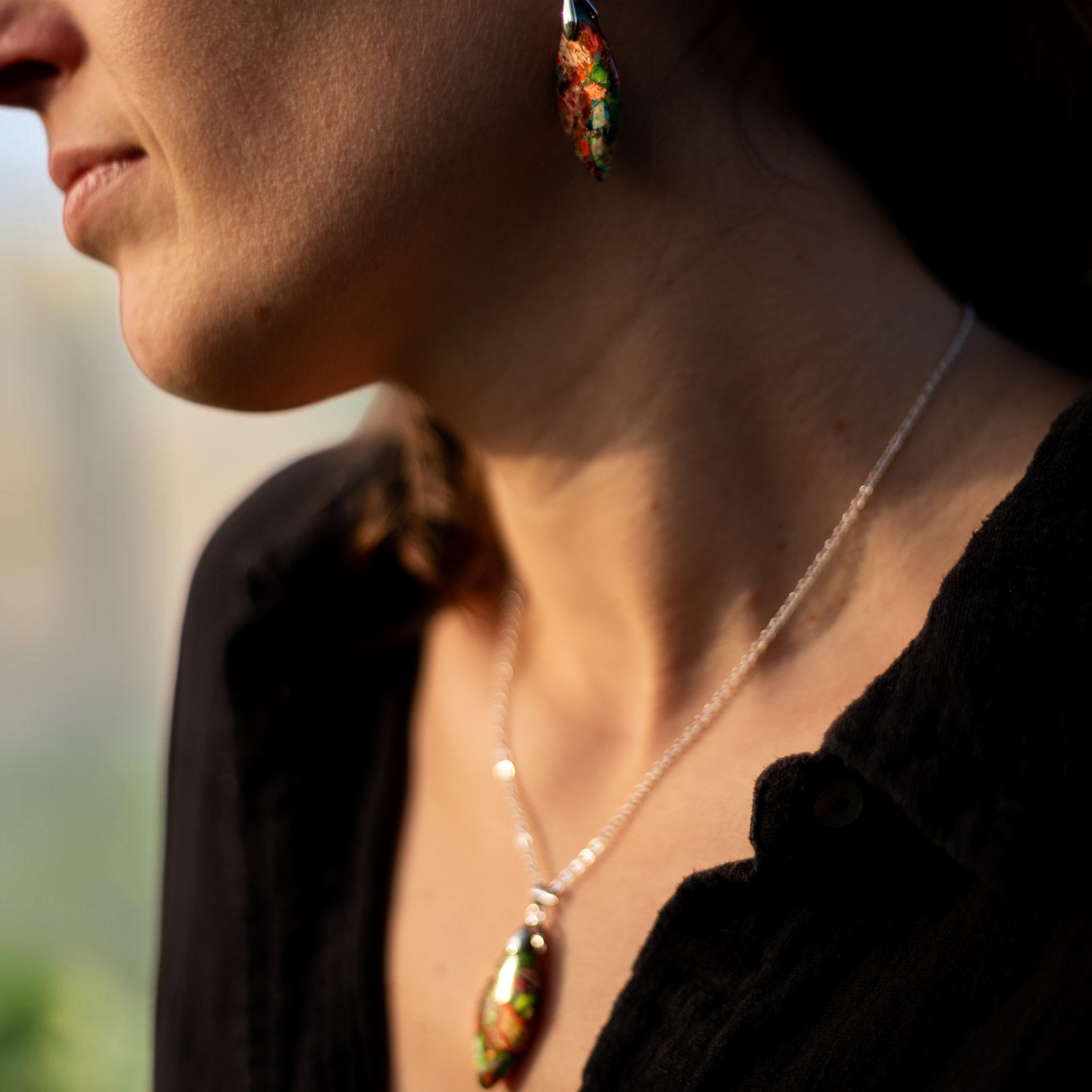 ATELIER-TIBET – Boucles d'Oreilles Arlequin en Jaspe
