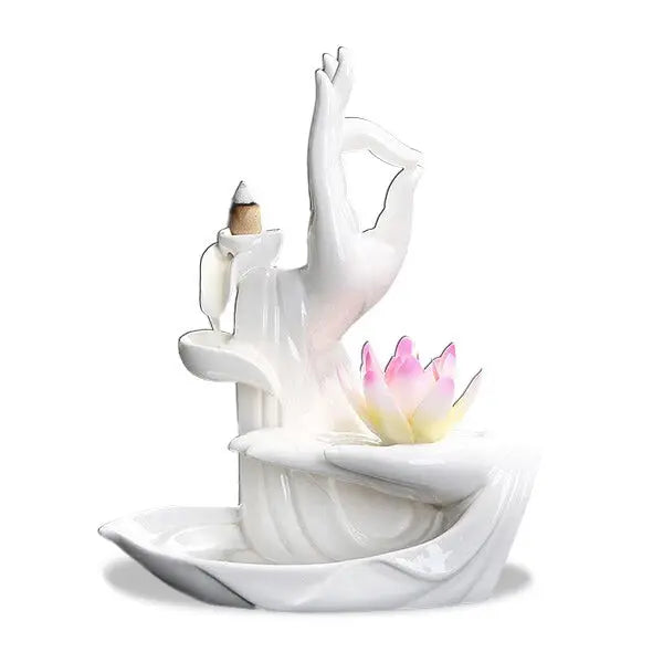 ATELIER-TIBET – Porte-Encens Cascade Fleur de Lotus & Main Symbolique