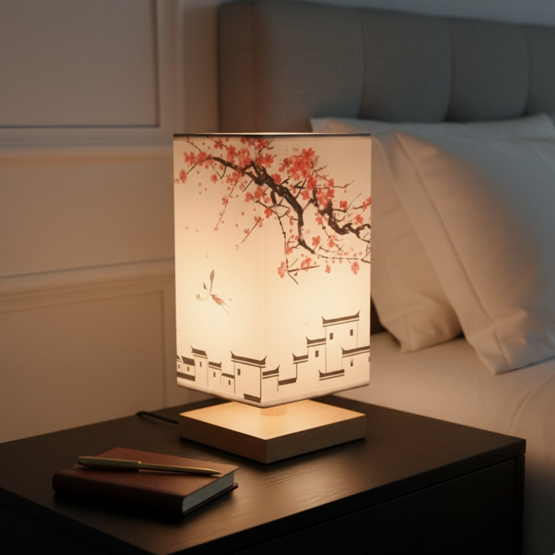 ATELIER-TIBET Lampe de Chevet Japonaise Scandinave – Éclairage Doux & Ambiance Zen pour Chambre et Salon