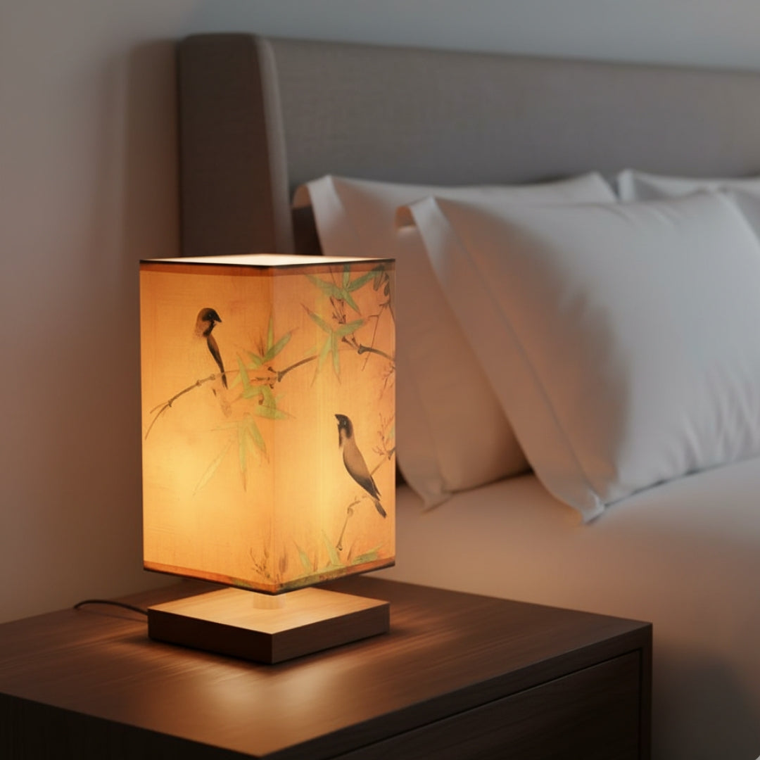 ATELIER-TIBET Lampe de Chevet Japonaise Scandinave – Éclairage Doux & Ambiance Zen pour Chambre et Salon