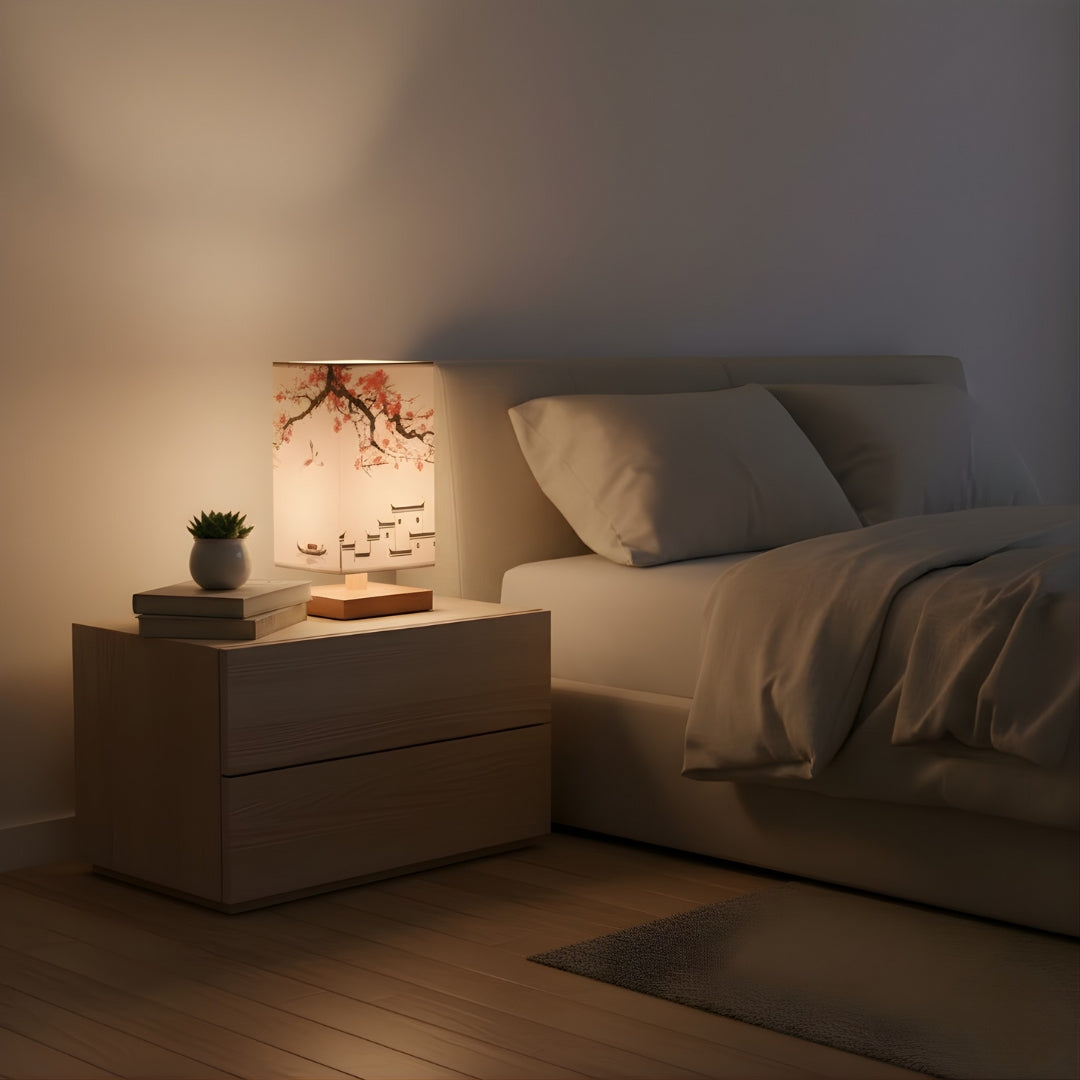 ATELIER-TIBET Lampe de Chevet Japonaise Scandinave – Éclairage Doux & Ambiance Zen pour Chambre et Salon