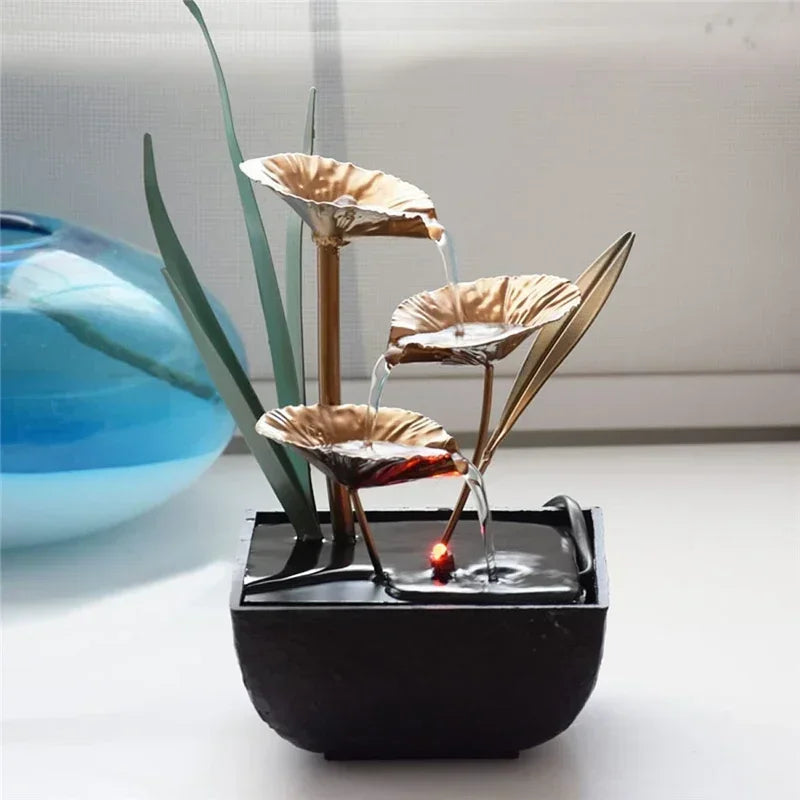 ATELIER-TIBET – Fontaine Japonaise Feng Shui d’Intérieur avec LED et Pompe Silencieuse