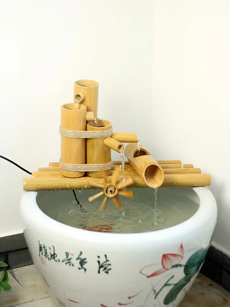 ATELIER-TIBET – Fontaine Japonaise en Bambou Artisanal pour Jardin et Intérieur Zen