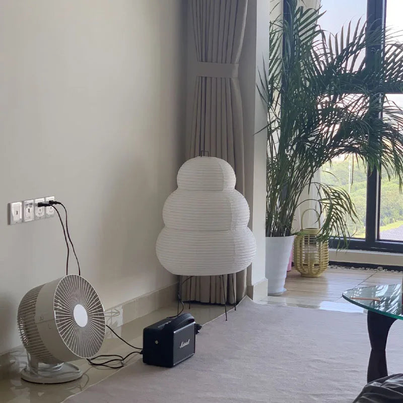 ATELIER-TIBET – Lampe de Chambre Japonaise en Papier de Riz, Métal & Tissu – Lumière Zen Apaisante