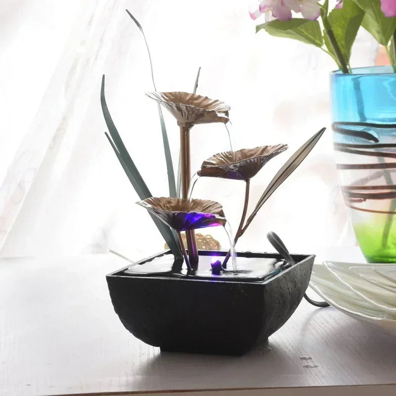ATELIER-TIBET – Fontaine Japonaise Feng Shui d’Intérieur avec LED et Pompe Silencieuse
