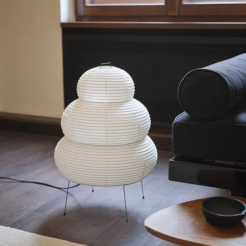 ATELIER-TIBET – Lampe de Chambre Japonaise en Papier de Riz, Métal & Tissu – Lumière Zen Apaisante