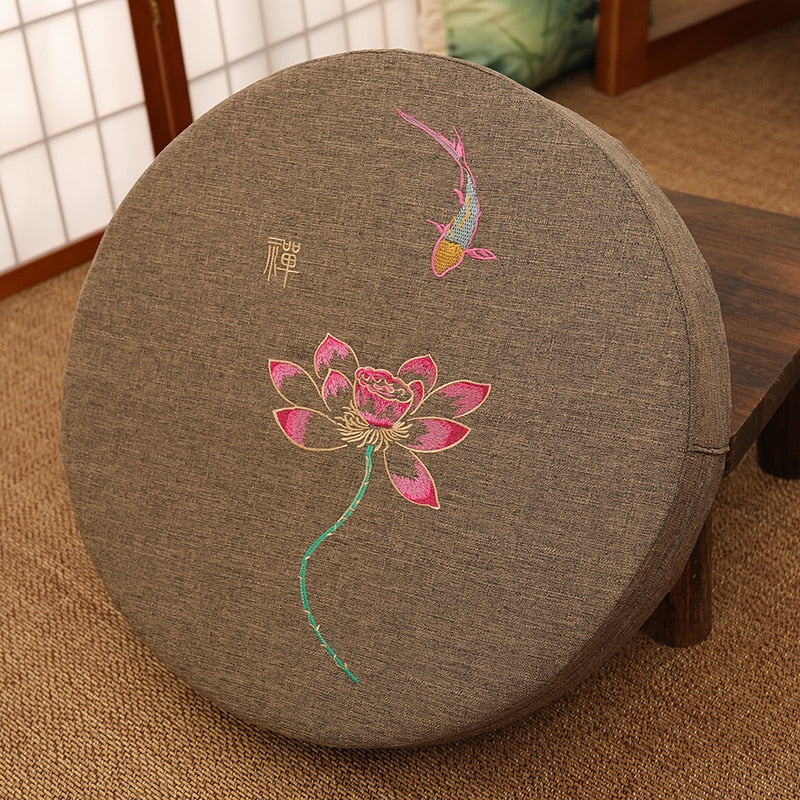 ATELIER-TIBET — Coussin de Méditation Zen Fleuri | Assise Japonaise Confort 40 cm