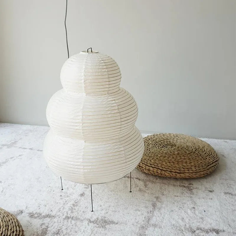 ATELIER-TIBET – Lampe de Chambre Japonaise en Papier de Riz, Métal & Tissu – Lumière Zen Apaisante