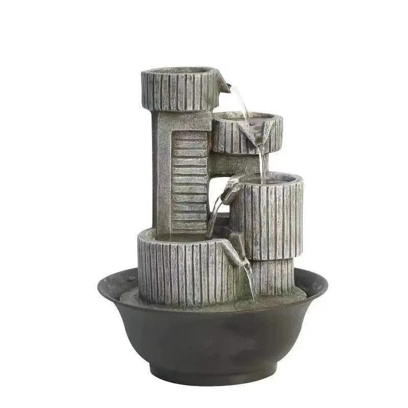 ATELIER-TIBET – Fontaine à Eau Cascade d’Intérieur Minimaliste en Résine & ABS avec Pompe Silencieuse