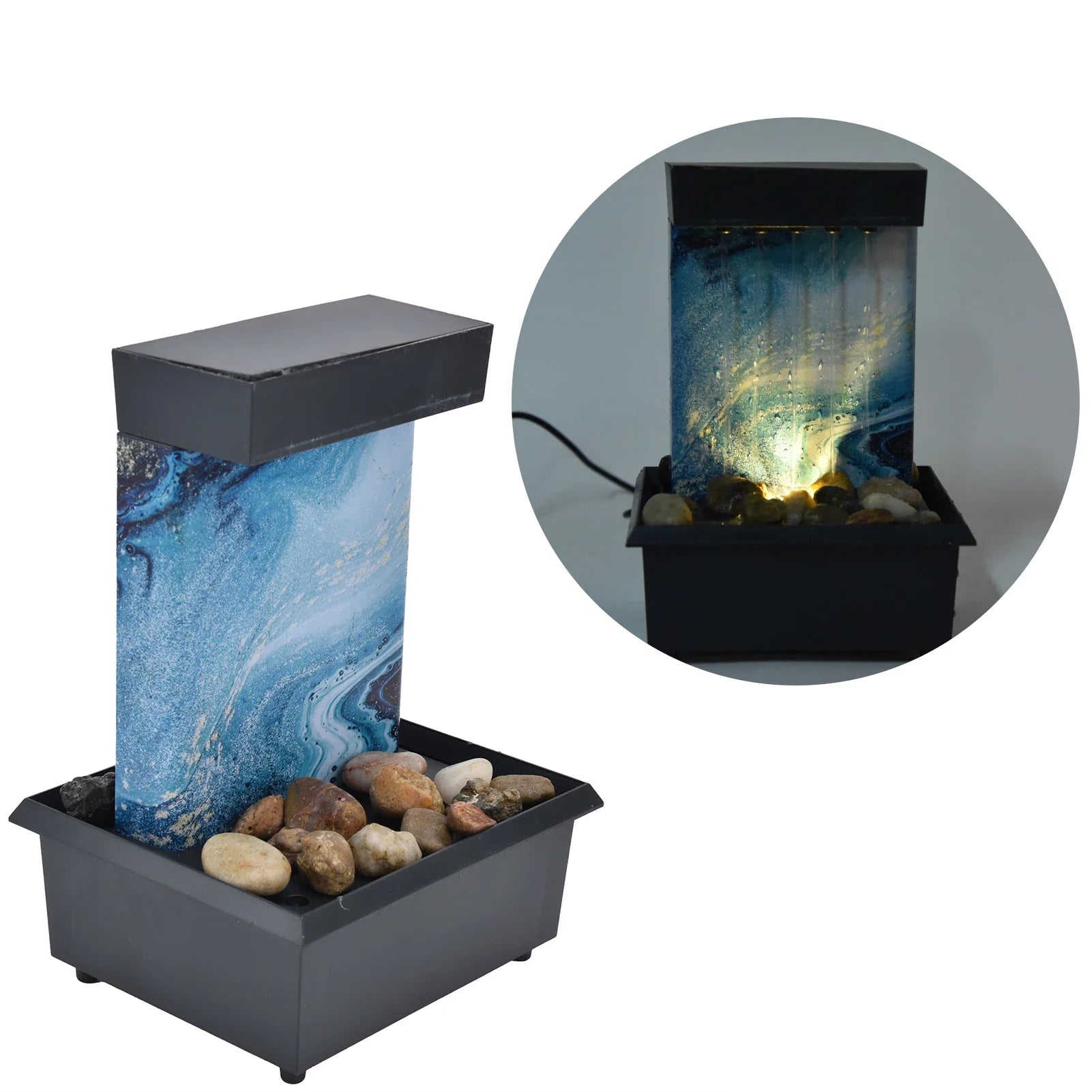 ATELIER=TIBET Petite Fontaine Japonaise à Galets – Sérénité, Lumière et Harmonie