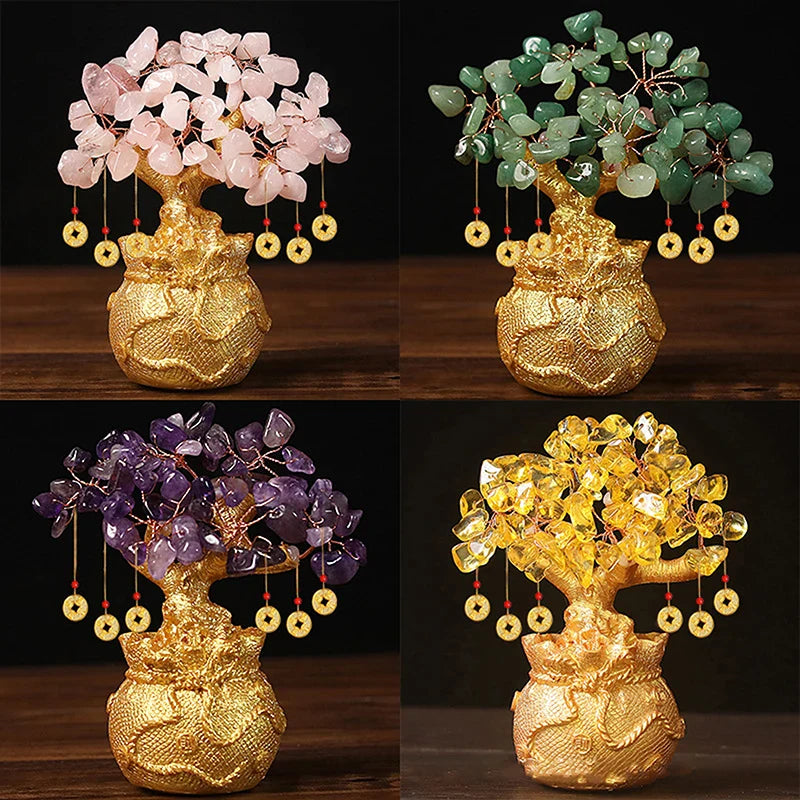 ATELIER-TIBET – Arbre de Bonheur Feng Shui en Pierre Naturelle (Citrine)