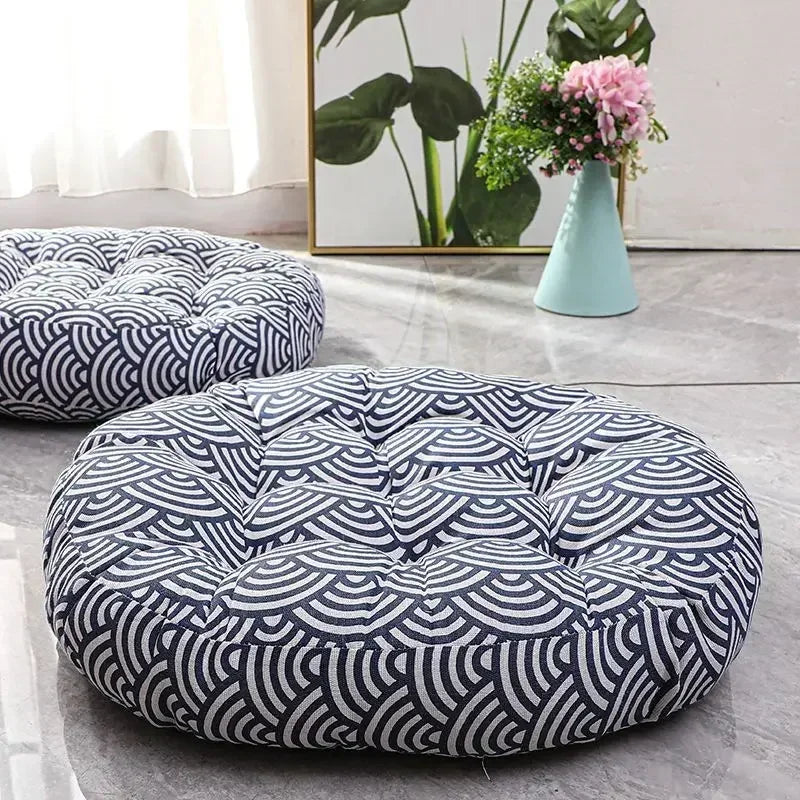 ATELIER-TIBET — Coussin de Sol Intérieur Japonais 55 cm | Confort Naturel en Coton & Lin