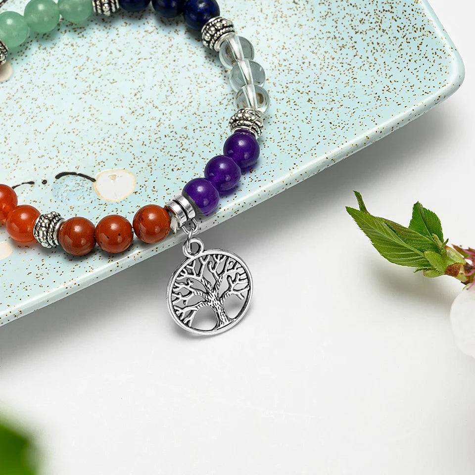 ATELIER-TIBET – Bracelet 7 Chakras Arbre de Vie en Pierres Naturelles