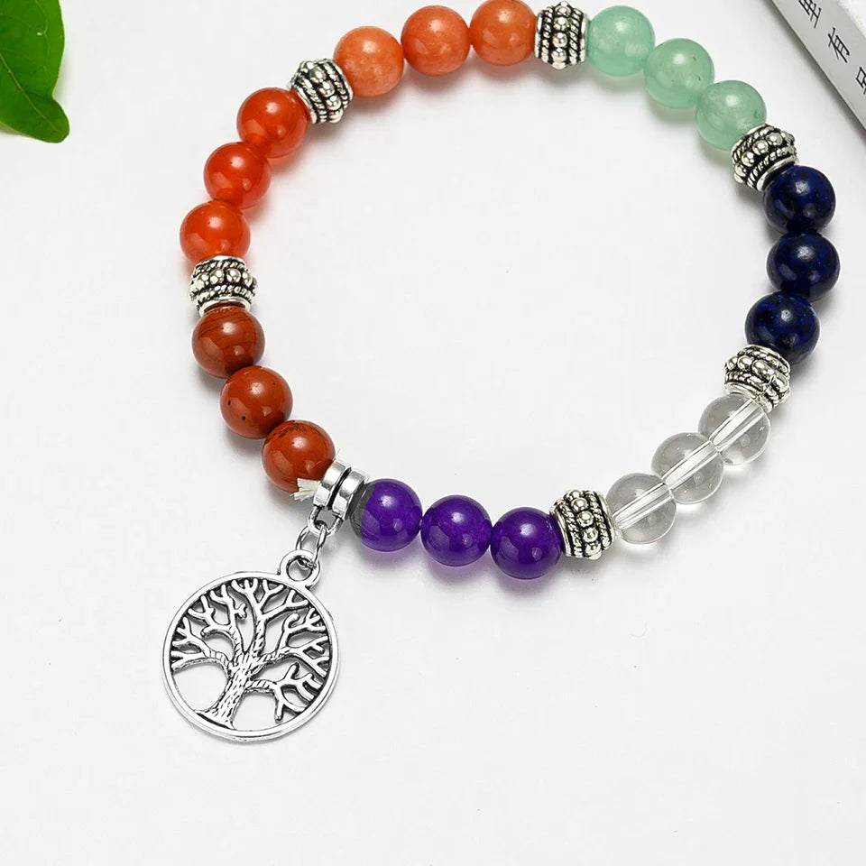 ATELIER-TIBET – Bracelet 7 Chakras Arbre de Vie en Pierres Naturelles