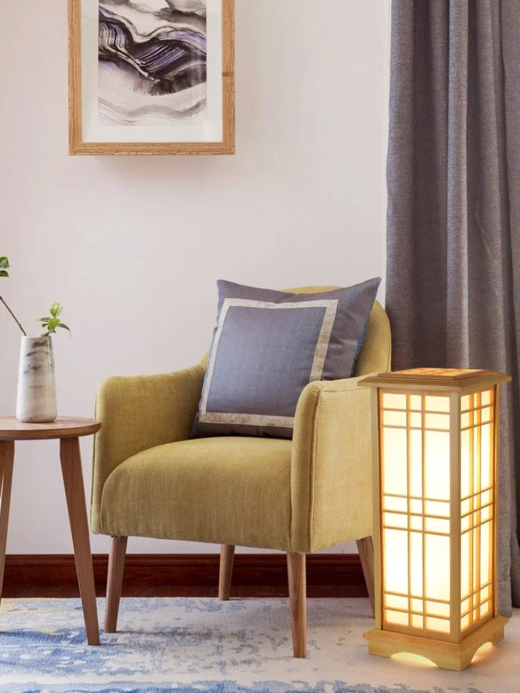 ATELIER-TIBET – Lampe Japonaise en Bois Luminaire Épuré, Lumière Douce et Ambiance Zen