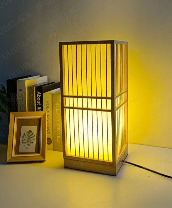 ATELIER-TIBET – Lampe Japonaise en Bambou Naturel, Éclairage Zen Ajustable E27