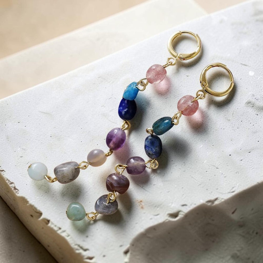 ATELIER-TIBET – Boucles d'Oreilles Cascade Bien-Être des 7 Chakras