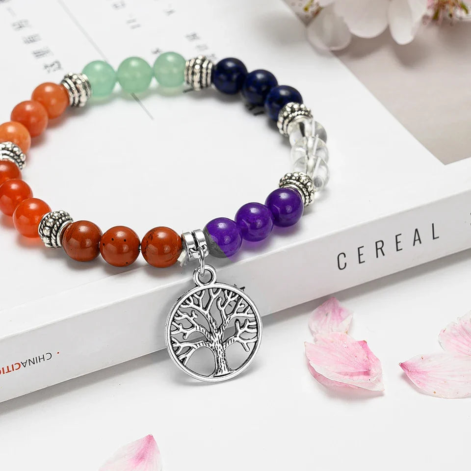 ATELIER-TIBET – Bracelet 7 Chakras Arbre de Vie en Pierres Naturelles