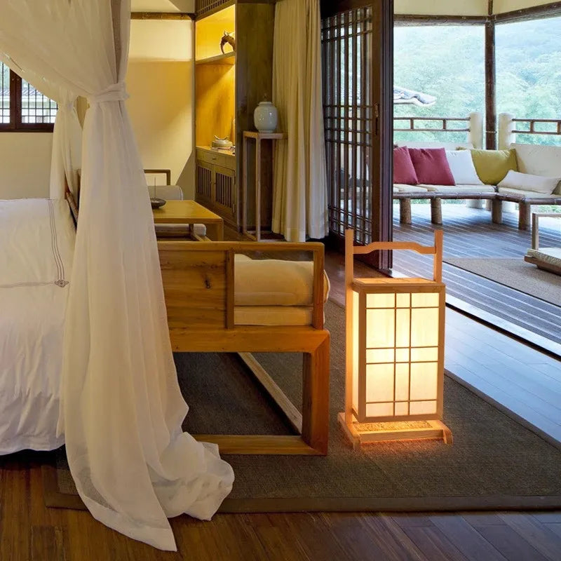 ATELIER-TIBET – Lampe Japonaise en Bois Luminaire Épuré, Lumière Douce et Ambiance Zen