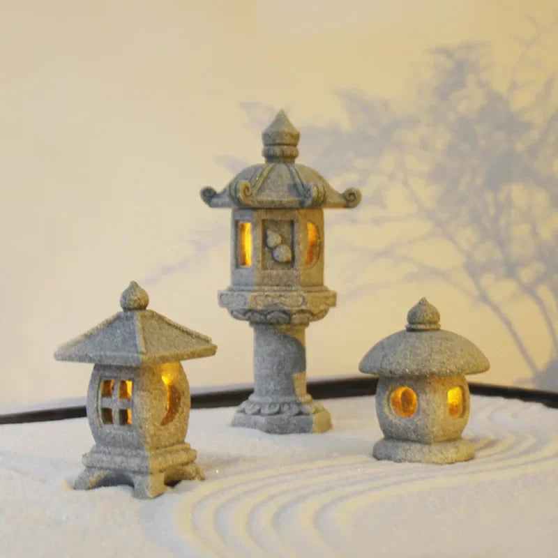 ATELIER-TIBET Statue Japonaise Lampe Stylée en Béton | Lampe Zen Décorative Intérieur & Extérieur