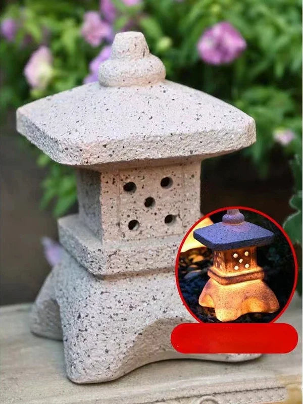 ATELIER-TIBET Lanterne Japonaise Solaire en Bronze | Statue Zen Lumineuse pour Jardin & Terrasse