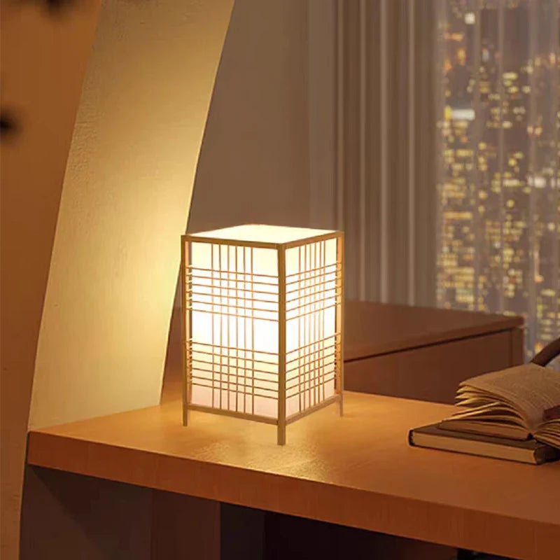 ATELIER-TIBET – Lampe Japonaise en Bambou Naturel, Éclairage Zen Ajustable E27