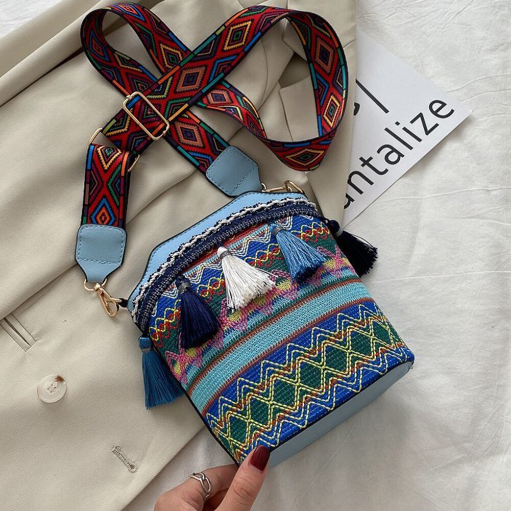 ATELIER-TIBET – Sac à bandoulière femme ethnique tissé à la main – Polyester – 28,5 cm