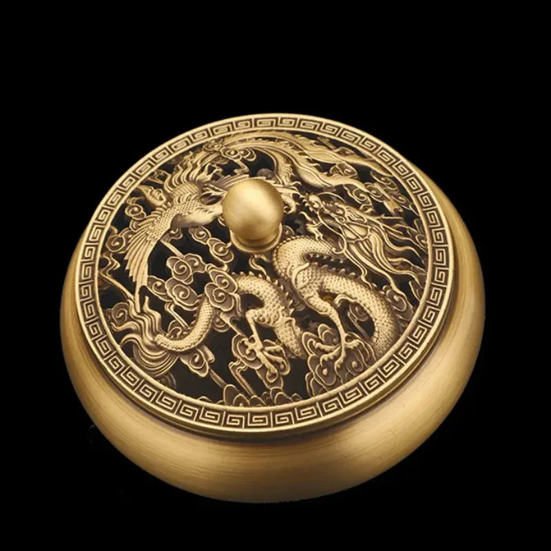 ATELIER-TIBET – Brûleur d’Encens Dragon & Phénix en Cuivre, Puissance & Mystère