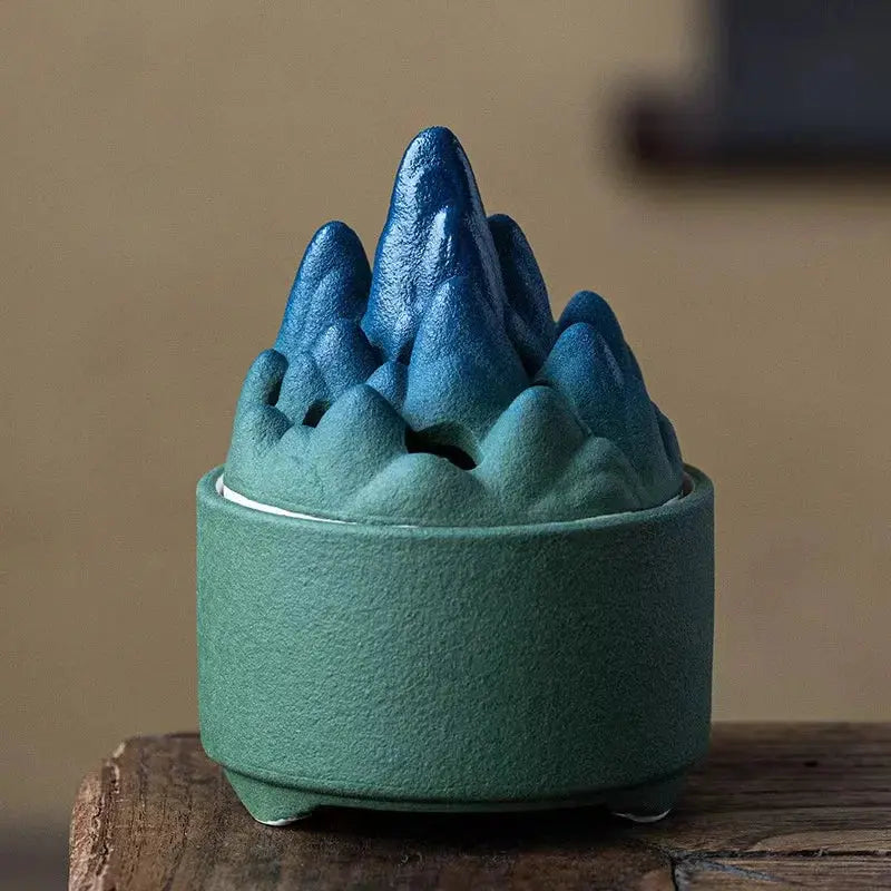 ATELIER-TIBET – Brûleur d’Encens Montagne en Céramique Dégradée, Ambiance Zen