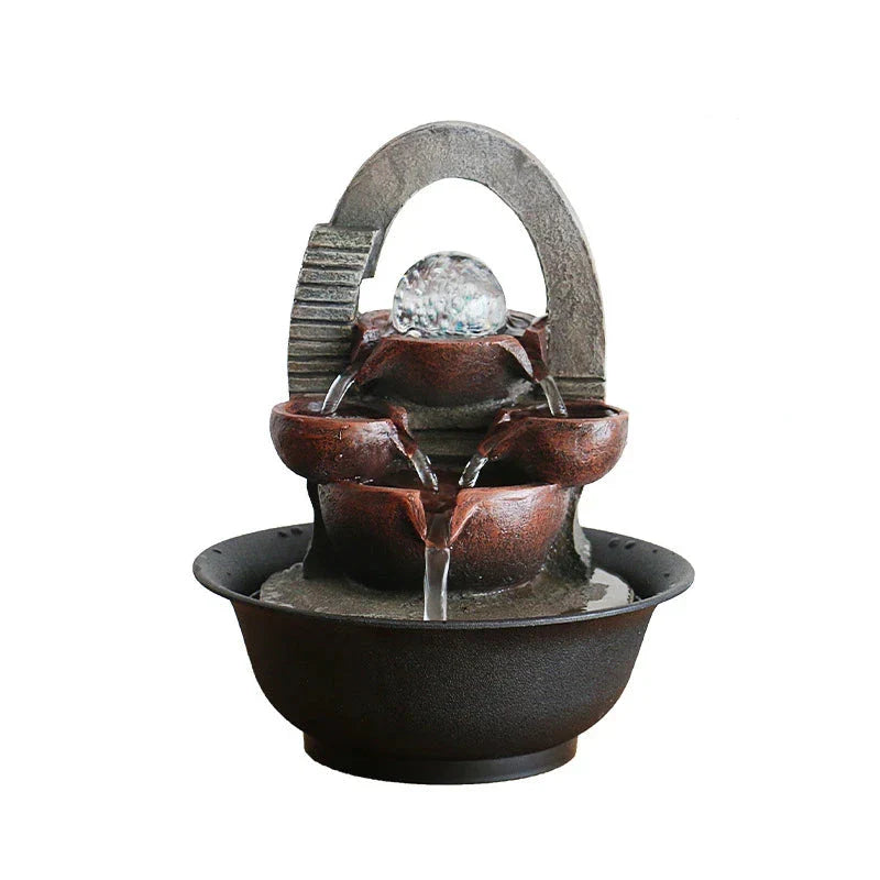 ATELIER-TIBET – Fontaine à Eau Cascade d’Intérieur Design Boule avec LED et Pompe Silencieuse
