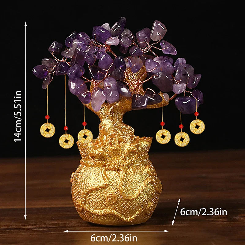 ATELIER-TIBET – Arbre de Bonheur Feng Shui en Pierre Naturelle (Citrine)