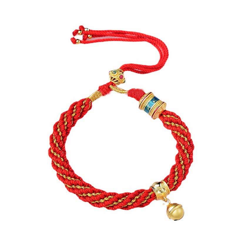 ATELIER-TIBET – Bracelet de Prière Tibétain Thangka en Fil Rouge, Protection & Chance