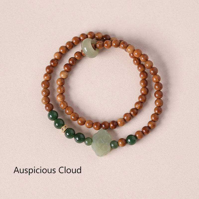 ATELIER-TIBET Bracelet Dalagan Sculpté – Bois d’Agar de Kalimantan & Pierres Naturelles
