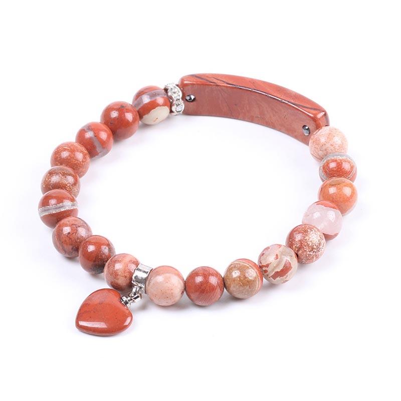ATELIER-TIBET – Bracelet en Améthyste Naturelle Forme Cœur 8 mm, Perles Artisanales