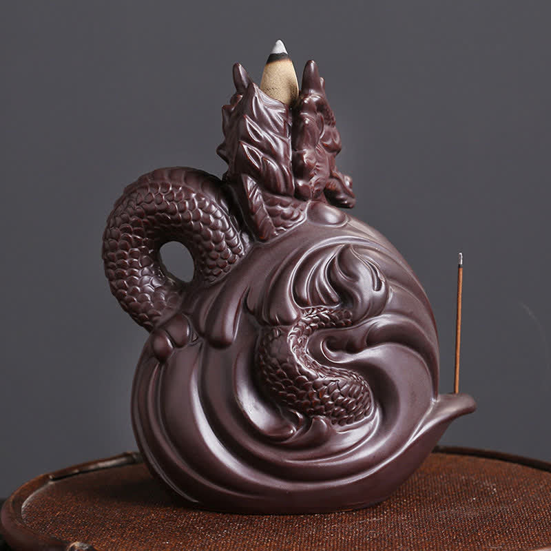 ATELIER-TIBET Brûleur d'encens en céramique à motif de dragon