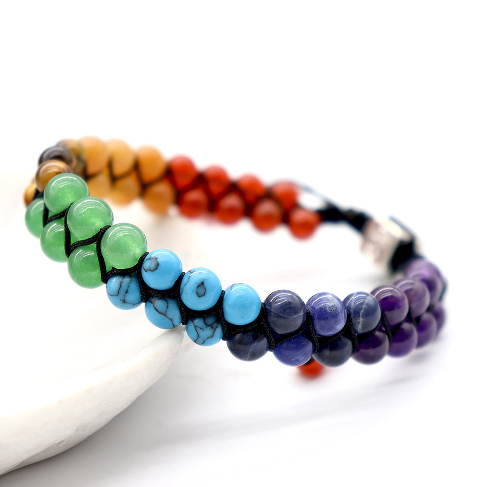 ATELIER-TIBET – Bracelet Chakra Ajustable en Pierres Naturelles 6 mm (7 Chakras)
