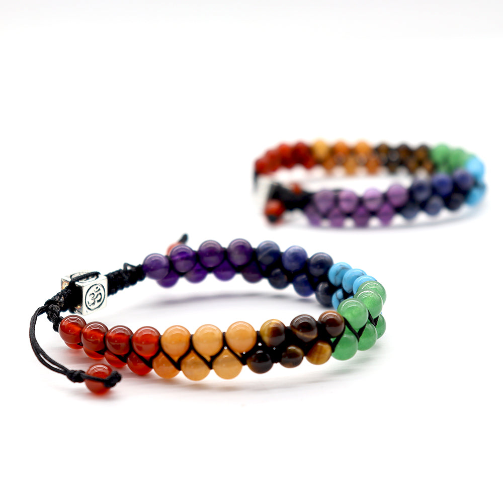 ATELIER-TIBET – Bracelet Chakra Ajustable en Pierres Naturelles 6 mm (7 Chakras)