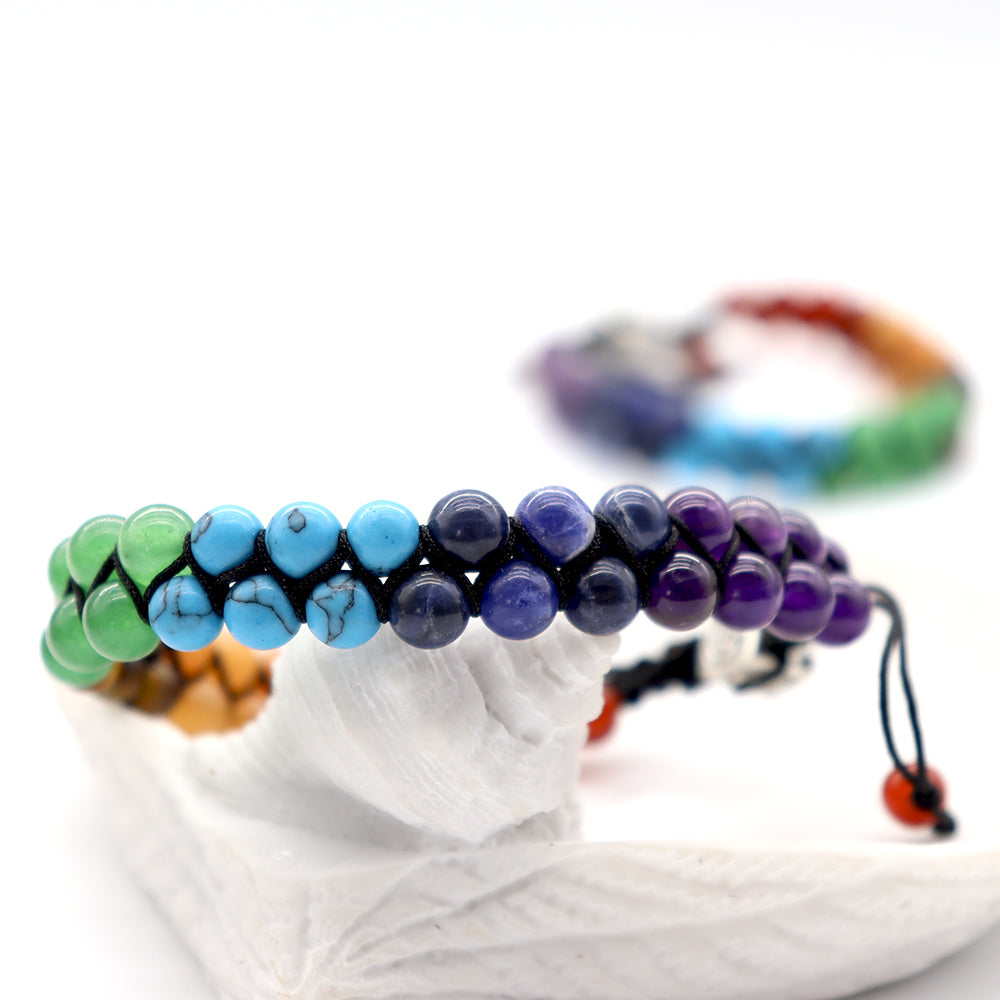 ATELIER-TIBET – Bracelet Chakra Ajustable en Pierres Naturelles 6 mm (7 Chakras)