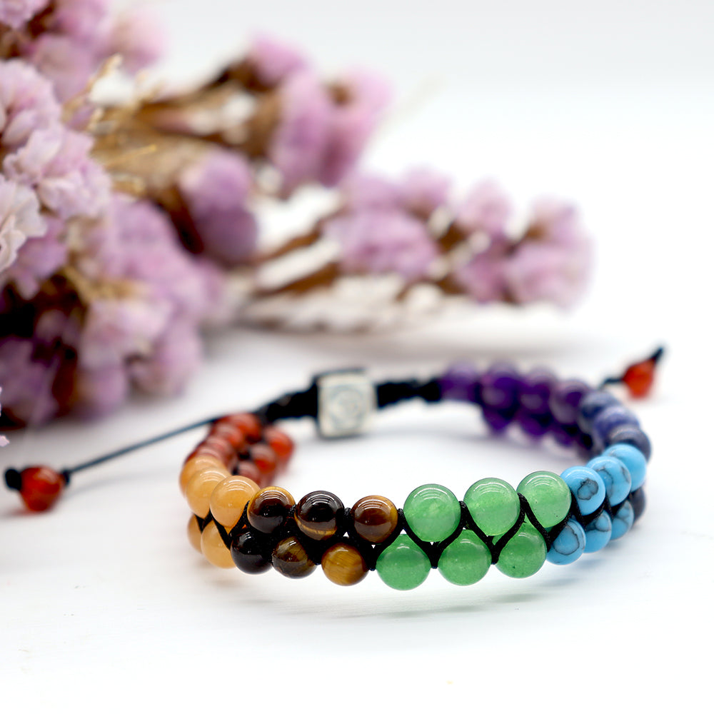 ATELIER-TIBET – Bracelet Chakra Ajustable en Pierres Naturelles 6 mm (7 Chakras)