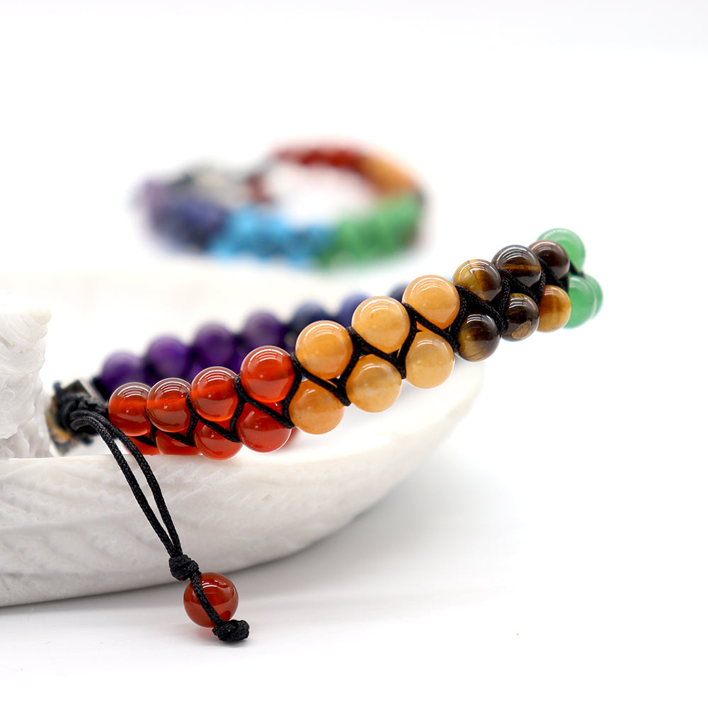 ATELIER-TIBET – Bracelet Chakra Ajustable en Pierres Naturelles 6 mm (7 Chakras)
