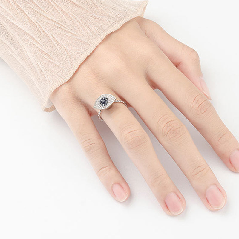 ATELIER-TIBET Bague Œil Protecteur Argent 925 Ajustable