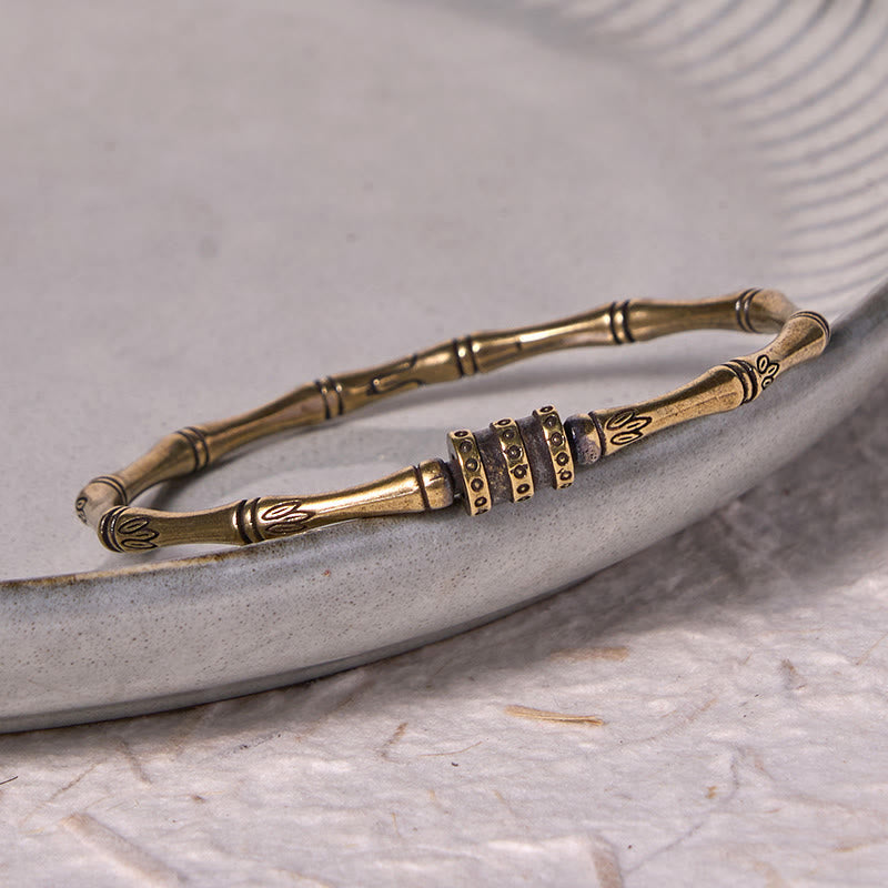 ATELIER-TIBET – Bracelet Jonc Lotus en Cuivre & Bambou – Ajustable – Symbole de Paix et d’Éveil