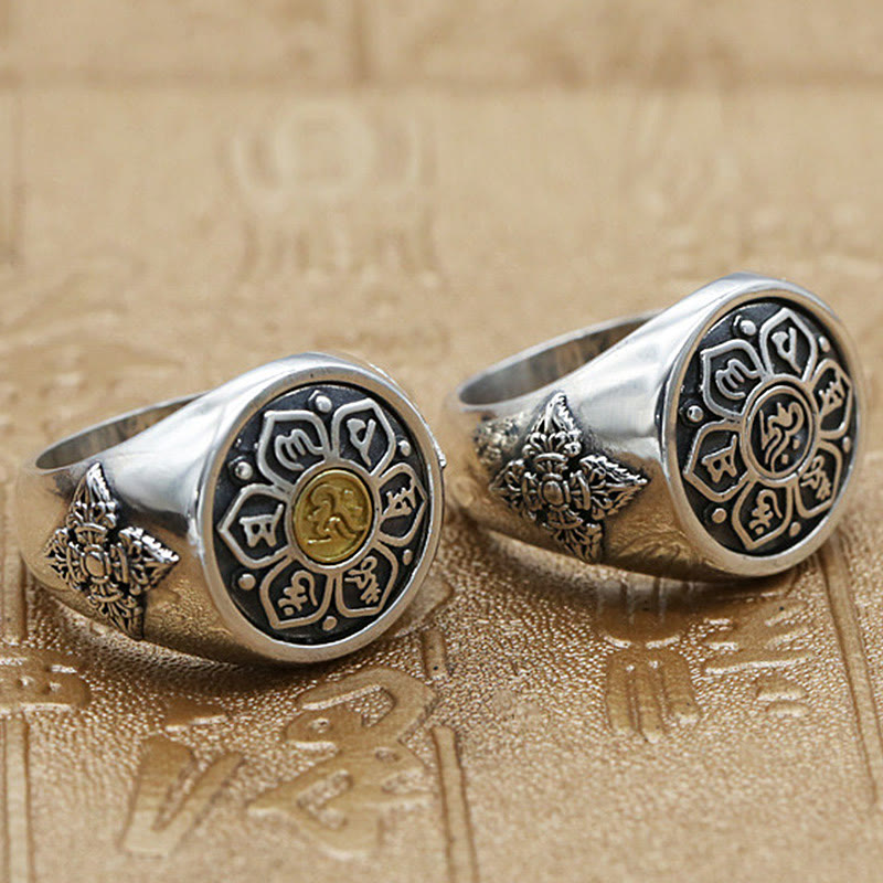 ATELIER-TIBET – Bague Rotative Ajustable Om Mani Padme Hum en Cuivre – Anneau de Méditation Unisexe
