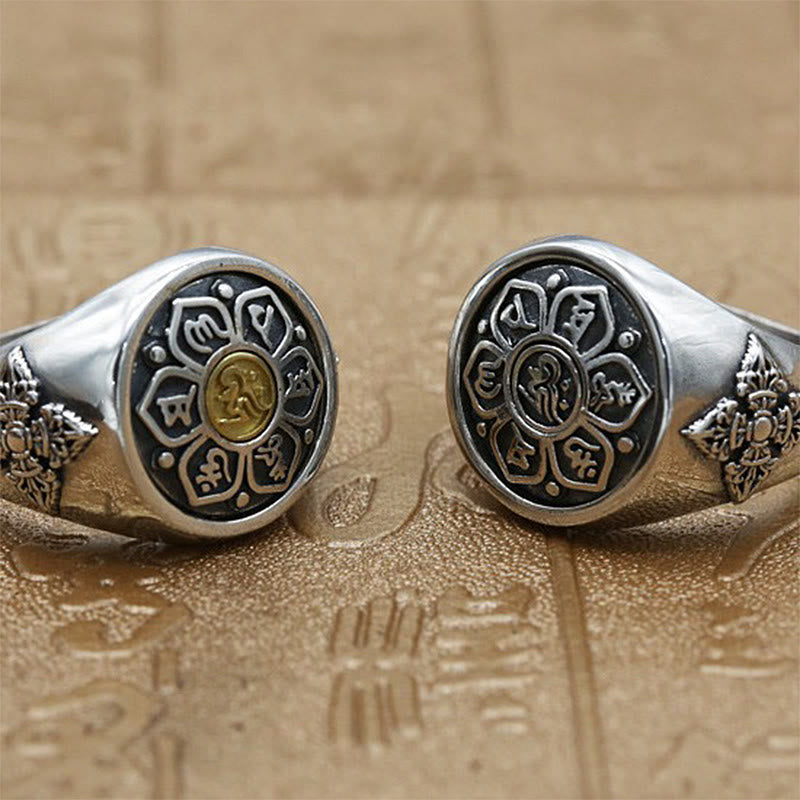 ATELIER-TIBET – Bague Rotative Ajustable Om Mani Padme Hum en Cuivre – Anneau de Méditation Unisexe
