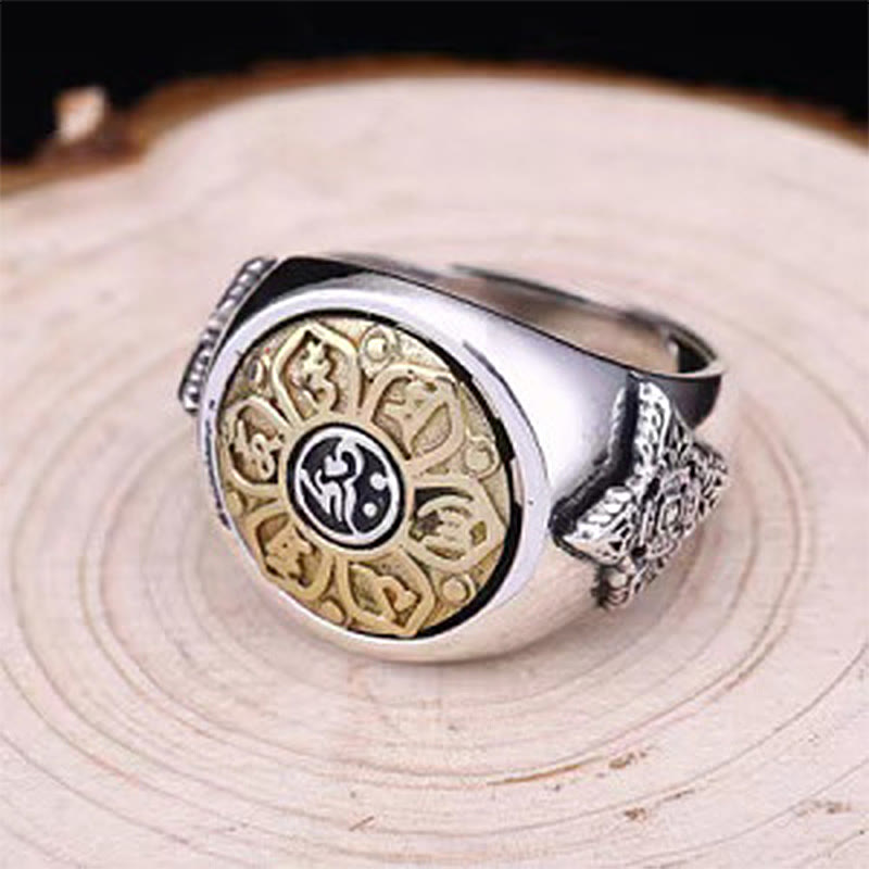 ATELIER-TIBET – Bague Rotative Ajustable Om Mani Padme Hum en Cuivre – Anneau de Méditation Unisexe