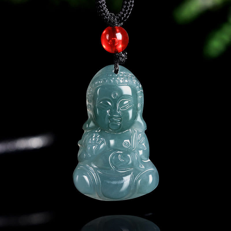 ATELIER-TIBET – Collier Bouddha de la Prospérité en Jade Naturel Ajustable