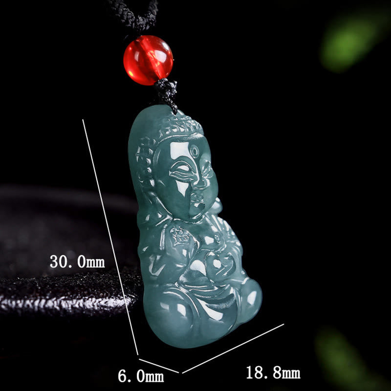 ATELIER-TIBET – Collier Bouddha de la Prospérité en Jade Naturel Ajustable